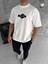 Unisex Bisiklet Yaka Baskılı Double Oversize T-Shirt - Beyaz 2