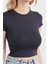 Basic Bisiklet Yaka Crop Tişört 5