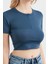 Basic Yarım Fermuarlı Dalgıç Kumaş Crop Tişört 5