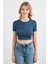 Basic Yarım Fermuarlı Dalgıç Kumaş Crop Tişört 6