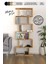6 Raflı Kitaplık, Dekoratif Raf Zigzag Kitaplık, Labirent Dekor, Rivoli Çam 1