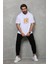 Unisex Kapşonlu Kısa Kol Oversize Baskılı T-Shirt - Beyaz 1