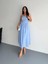 Straplez Pileli Elbise - Açık Mavi 1