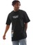 Unisex Bisiklet Yaka Baskılı Oversize T-Shirt - Siyah 2