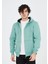 Unisex Tam Fermuarlı Kapşonlu Sweatshirt - Mint Yeşili 4