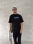 Ön ve Arka Baskılı Oversize Bisiklet Yaka T-Shirt- Siyah 1