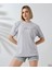 Unisex Bisiklet Yaka Baskılı Slim Fit T-Shirt - Boyalı Gri 3
