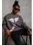 Erkek Güvercin Baskılı Sweatshirt - Gri 4