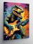 Kanvas Tablo Renkli Fon Gitarist Dinazor 100X140 cm 1