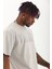 Unisex Oversize Taşlı Bisiklet Yaka T-Shirt - Gri 2