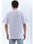 Unisex Oversize Taşlı Bisiklet Yaka T-Shirt - Beyaz 2
