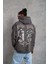 Erkek 98 Baskılı Kapşonlu Sweat - Gri 3