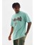 Unisex Baskılı Oversize T-Shirt - Mint Yeşili 1