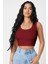 Özel Kadın Bordo Kare Yaka Crop Top Bluz Fırsat!!! 1