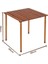 Ahşap Katlanır Masa Sandalye Seti Kahverengi Iskelet Turuncu Kılıf -60X60X55 Masa 2