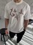 Unisex Nakış Işlemeli T-Shirt - Beyaz 2
