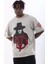 Unisex Oversize Baskılı Bisiklet Yaka T-Shirt - Gri 2
