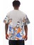 Unisex Oversize Baskılı Bisiklet Yaka T-Shirt - Gri 2