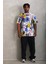 Unisex Oversize Baskılı Bisiklet Yaka T-Shirt - Beyaz 1