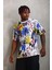 Unisex Oversize Baskılı Bisiklet Yaka T-Shirt - Beyaz 3