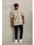 Unisex Oversize Baskılı Bisiklet Yaka T-Shirt - Gri 3