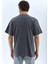 Unisex Oversize Taşlı Bisiklet Yaka T-Shirt - Füme 2