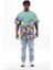 Unisex Oversize Baskılı Bisiklet Yaka T-Shirt - Mint Yeşili 1