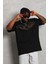 Unisex Oversize Taşlı Bisiklet Yaka T-Shirt - Siyah 3