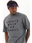 Unisex Oversize Baskılı Bisiklet Yaka T-Shirt - Füme 2