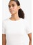 Slim Fit Dar Kesim Bisiklet Yaka Basic Düz Fitilli Kaşkorse Kısa Kollu Tişört C0097AX25AU 5