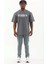 Unisex Oversize Baskılı Bisiklet Yaka T-Shirt - Füme 4