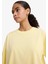 Oversize Geniş Kalıp Bisiklet Yaka Basic Düz Penye Kısa Kollu Tişört C0099AX25AU 3