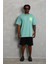 Unisex Oversize Baskılı Bisiklet Yaka T-Shirt - Mint Yeşili 3
