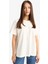 Oversize Geniş Kalıp Bisiklet Yaka Basic Düz Beyaz Kısa Kollu Tişört E4935AX25AU 3