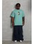 Unisex Oversize Baskılı Bisiklet Yaka T-Shirt - Mint Yeşili 3