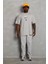 Unisex Oversize Baskılı Bisiklet Yaka T-Shirt - Gri 3