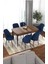 Via Serisi, Barok Ahşap Desen Masa 80X132 Açılabilir Mutfak Masa Takımı, 6 Sandalye Lacivert 1