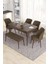 Eva Serisi, 80X132 Açılabilir Mdf Barok Ahşap Desen Mutfak Masası ve 4 Sandalye 1 Bench Kahverengi 1