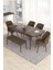 Eva Serisi, 80X132 Açılabilir Mdf Barok Ahşap Desen Mutfak Masası ve 4 Sandalye 1 Bench Kahverengi 2