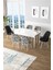 Zen Serisi Beyaz Masa Mdf 80X132 Açılabilir Mutfak Masası Takımı, 2 Siyah 4 Zebra Desen Sandalye 1