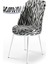 Zen Serisi Beyaz Masa Mdf 80X132 Açılabilir Mutfak Masası Takımı, 2 Siyah 4 Zebra Desen Sandalye 4