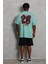 Unisex Oversize Baskılı Bisiklet Yaka T-Shirt - Mint Yeşili 2