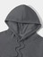 Erkek Düz Kapüşonlu Sweat - Füme 3