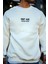 Oversize Bisiklet Yaka Üç Iplik Baskılı Sweatshirt - Beyaz 1