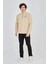 Erkek Yarım Fermuarlı Baskılı Sweat - Bej 1