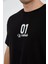 Erkek Bisiklet Yakalı Baskılı T-Shirt - Siyah 3