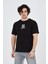 Erkek Bisiklet Yakalı Baskılı T-Shirt - Siyah 4