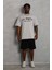 Unisex Oversize Baskılı Bisiklet Yaka T-Shirt - Gri 4