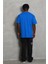 Unisex Oversize Düz Bisiklet Yaka T-Shirt - Mavi 3