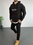 Erkek Sırt Baskılı Oversize Üç Iplik Kapüşonlu Sweatshirt - Siyah 2
